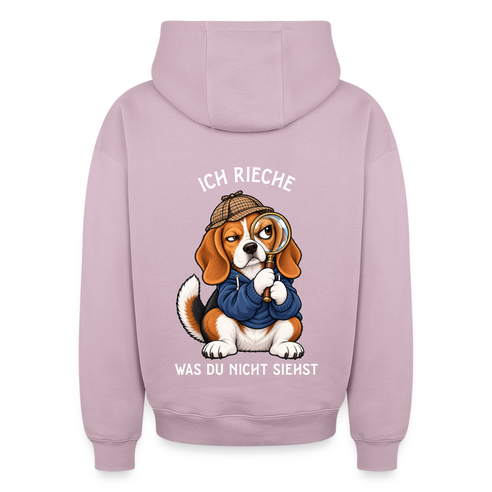 Beagle Hoodie in Altrosa – lustiger Cartoon-Hund mit Spruch „Ich rieche“ auf der Rückseite | Geschenk für Hundeliebhaber von Pfotenart