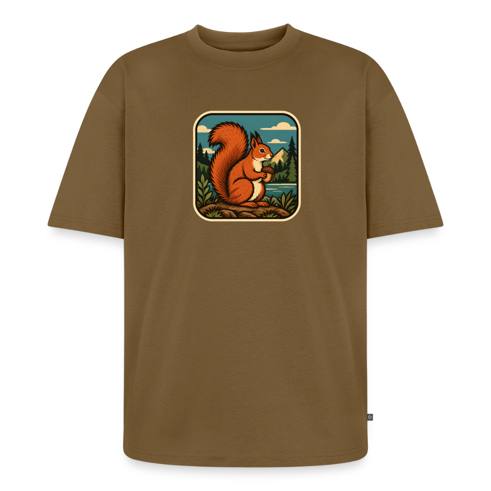 Waldwappen Eichhörnchen Premium Oversized Bio T-Shirt - Nussbraun
