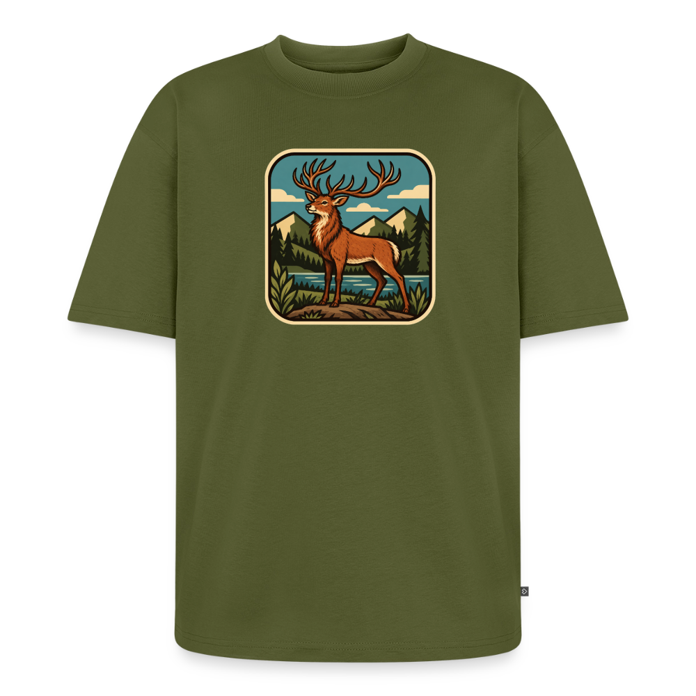 Waldwappen Hirsch Premium Oversized Bio T-Shirt - Khaki