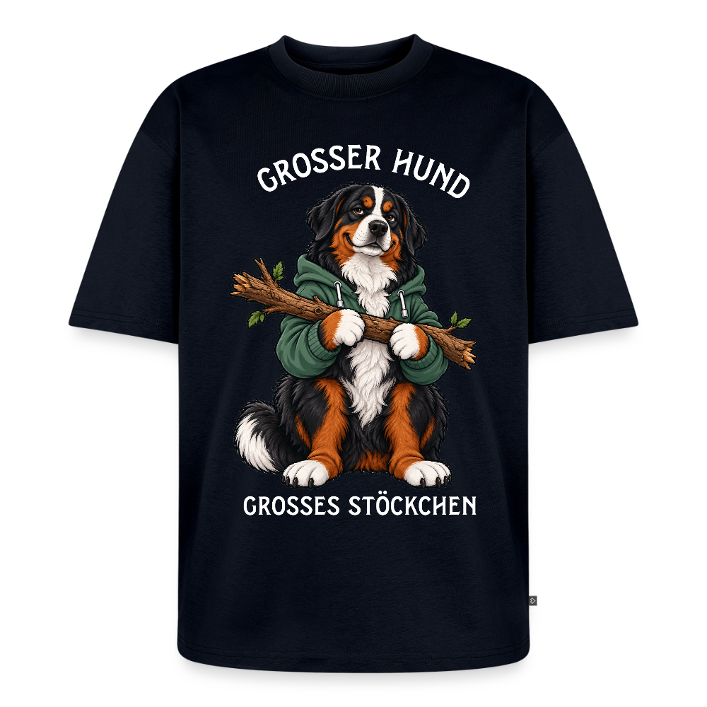 Berner Sennenhund T-Shirt in Navy – lustiger Cartoon-Hund mit Spruch „Grosser Hund“ | Geschenk für Hundeliebhaber von Pfotenart