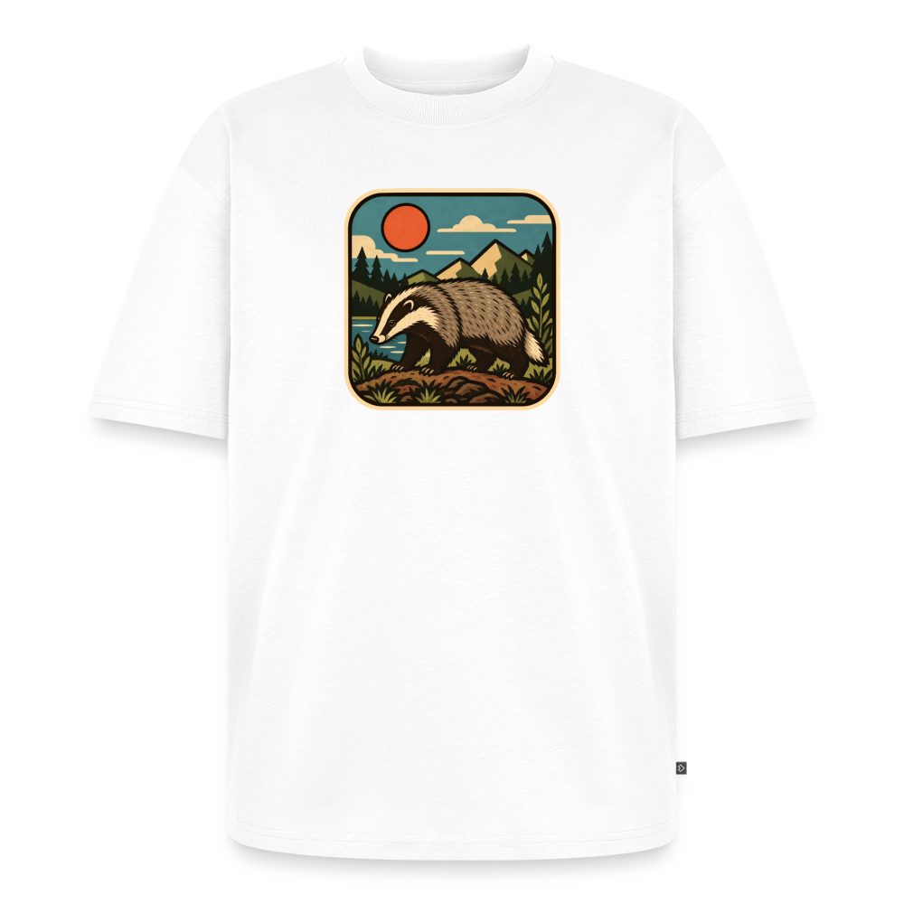 Waldwappen Dachs Premium Oversized Bio T-Shirt - Weiß