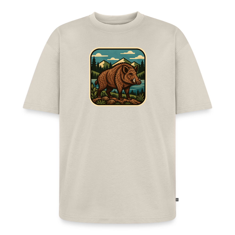 Waldwappen Wildschwein Premium Oversized Bio T-Shirt - Beige