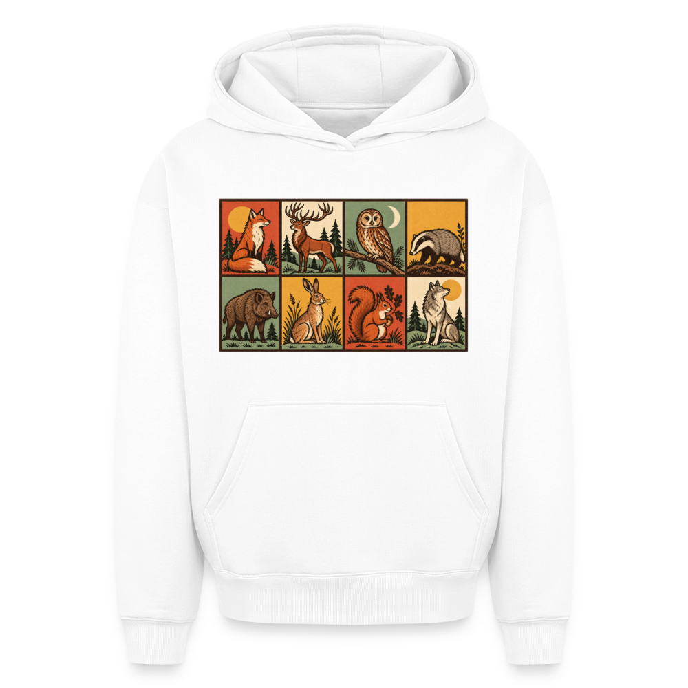 Waldtiere Oversized Heavyweight Hoodie - Weiß