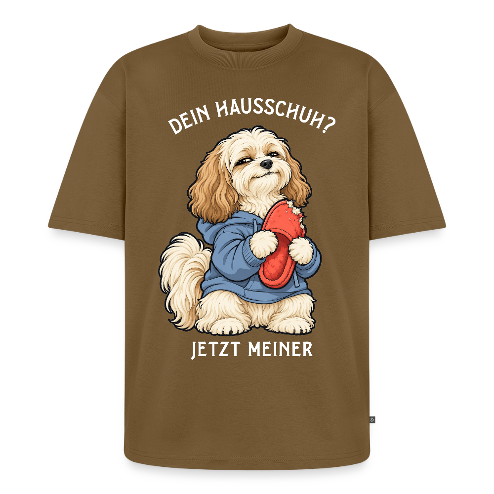 Havaneser T-Shirt in Nussbraun – lustiger Cartoon-Hund mit Spruch „Dein Hausschuh?“ | Geschenk für Hundeliebhaber von Pfotenart