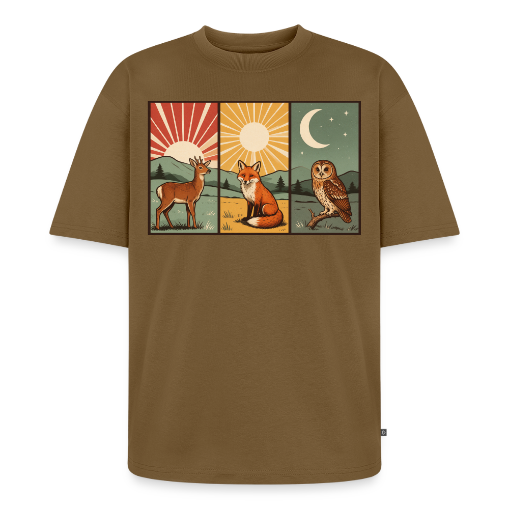 Ein Tag der Natur Premium Oversized Bio T-Shirt - Nussbraun
