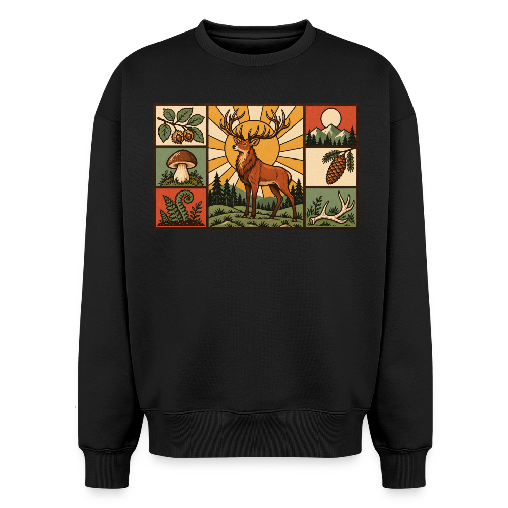Wald Hirsch Oversized Heavyweight Sweater - Schwarz