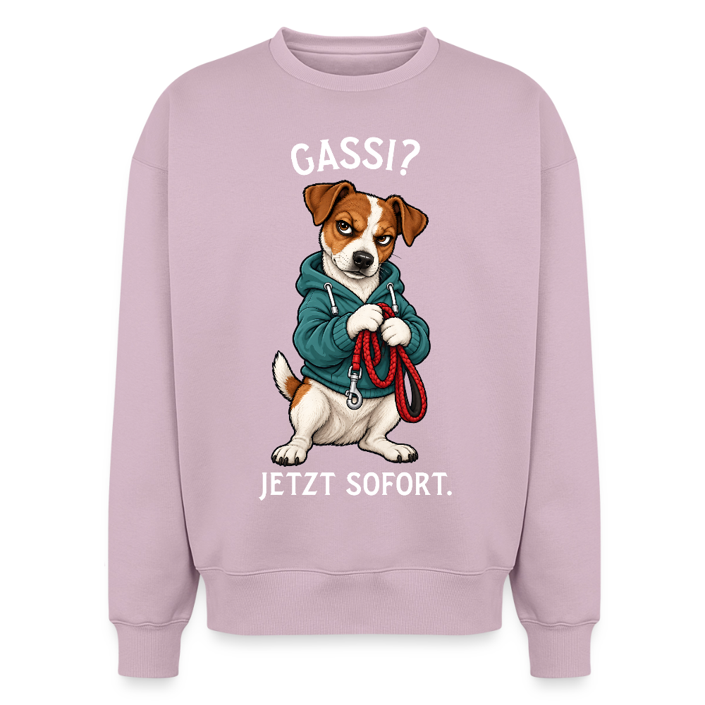 Jack Russell Sweater in Altrosa – lustiger Cartoon-Hund mit Spruch „Gassi“ auf der Rückseite | Geschenk für Hundeliebhaber von Pfotenart