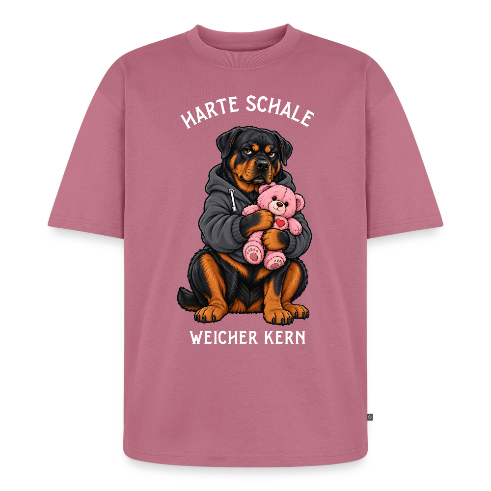 Rottweiler T-Shirt in Mauve – lustiger Cartoon-Hund mit Spruch „Harte Schale“ | Geschenk für Hundeliebhaber von Pfotenart