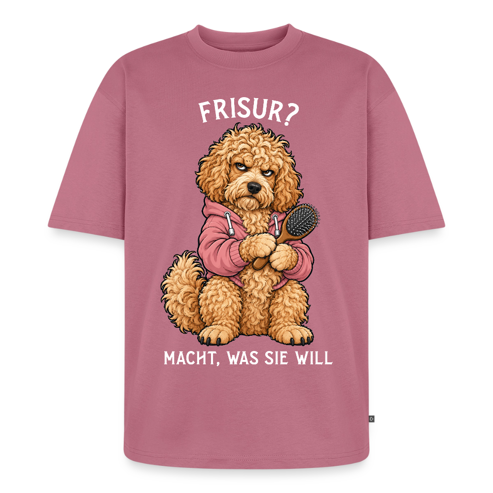 Labradoodle T-Shirt in Mauve – lustiger Cartoon-Hund mit Spruch „Frisur?“ | Geschenk für Hundeliebhaber von Pfotenart