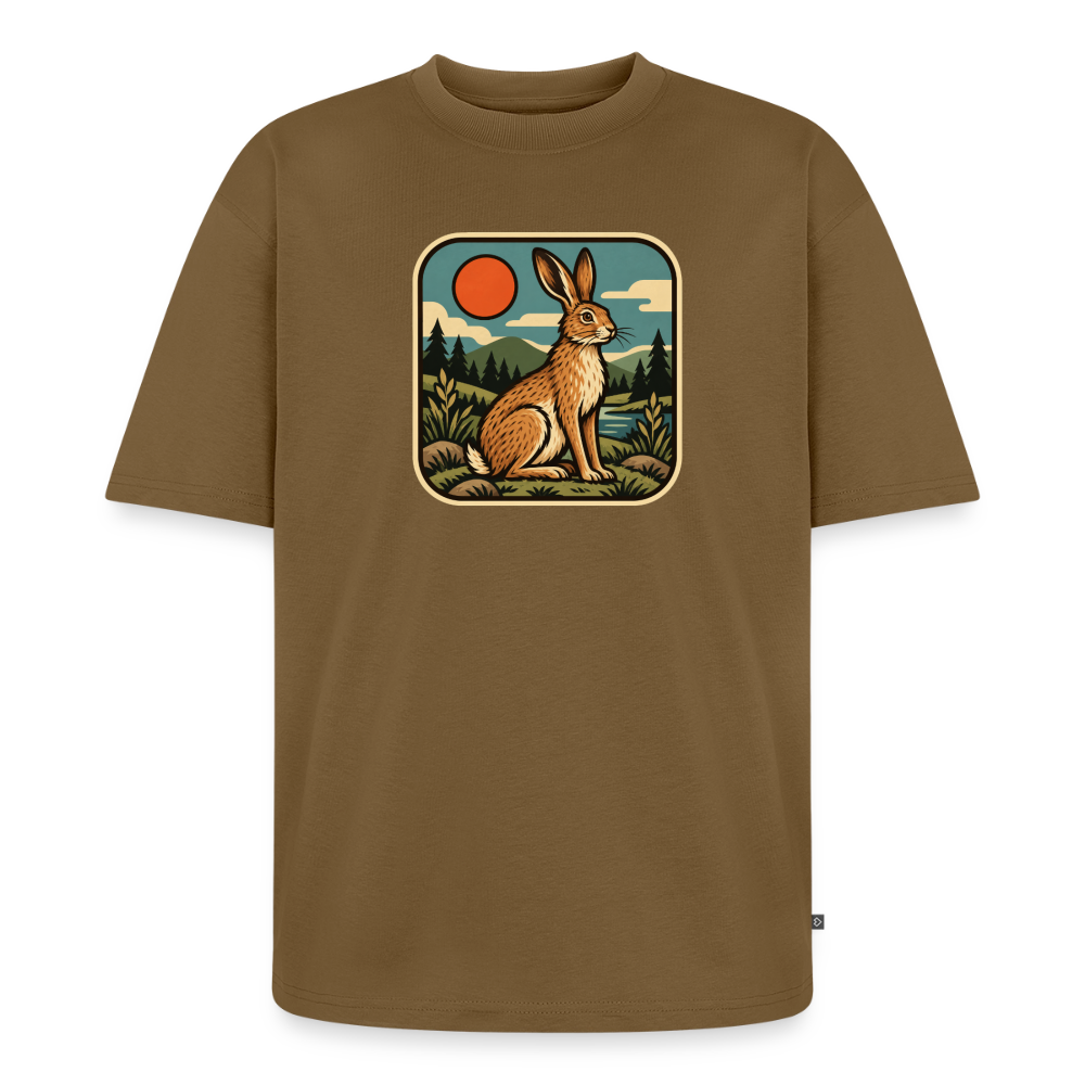 Waldwappen Hase Premium Oversized Bio T-Shirt - Nussbraun