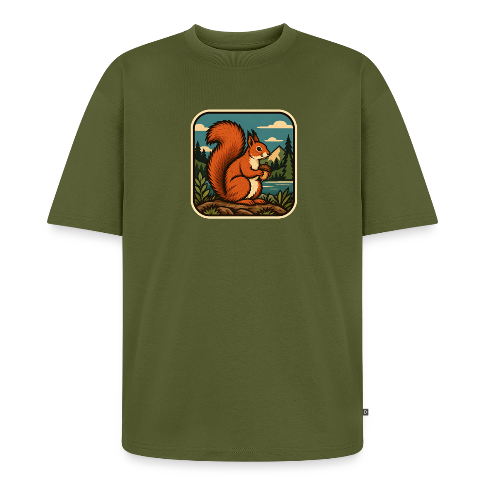 Waldwappen Eichhörnchen Premium Oversized Bio T-Shirt - Khaki