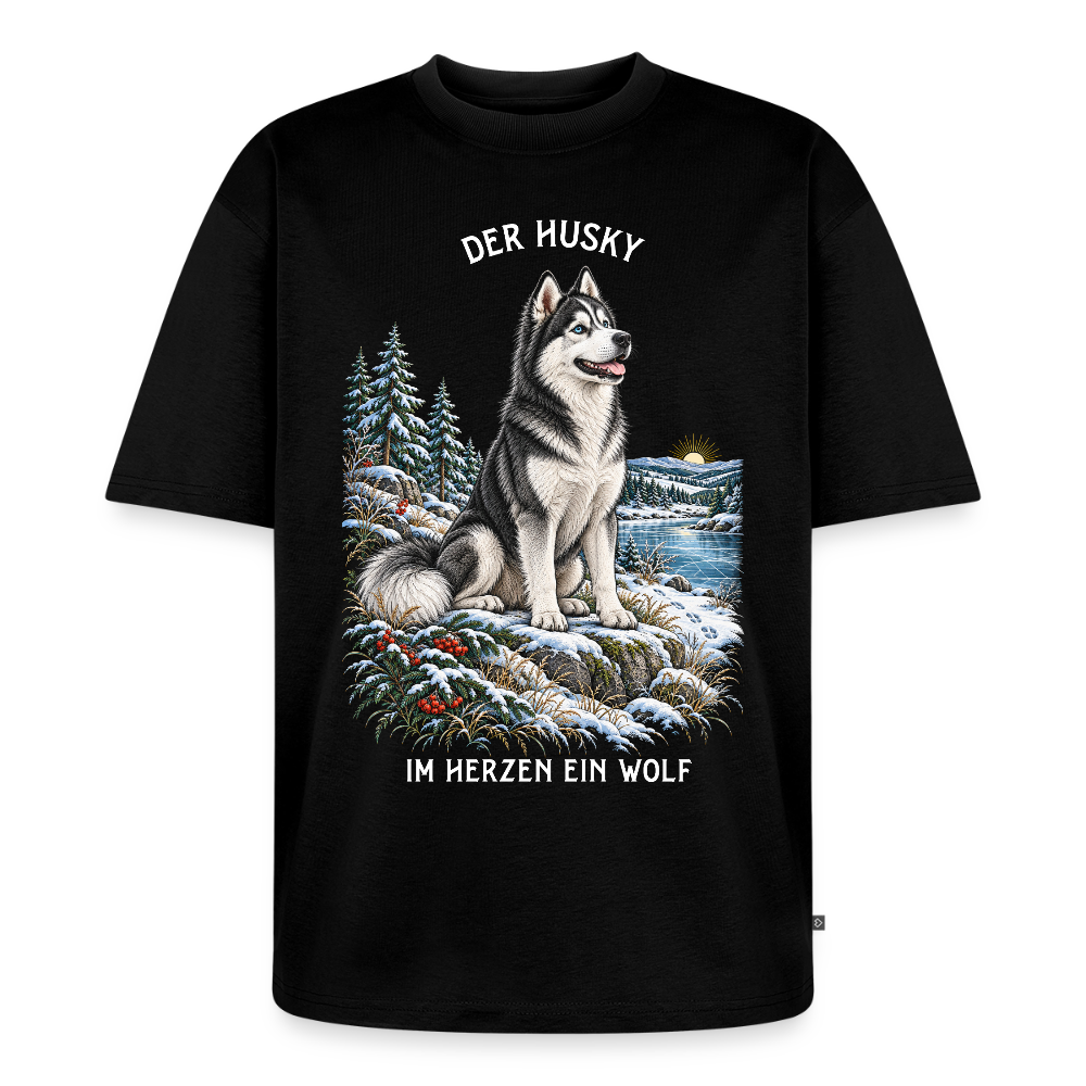 Husky T-Shirt in Schwarz – handgezeichnetes Husky-Motiv | Geschenk für Hundeliebhaber von Pfotenart