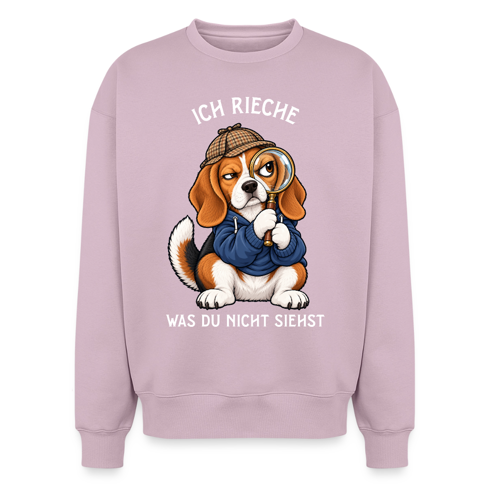 Beagle Sweater in Altrosa – lustiger Cartoon-Hund mit Spruch „Ich rieche“ auf der Rückseite | Geschenk für Hundeliebhaber von Pfotenart