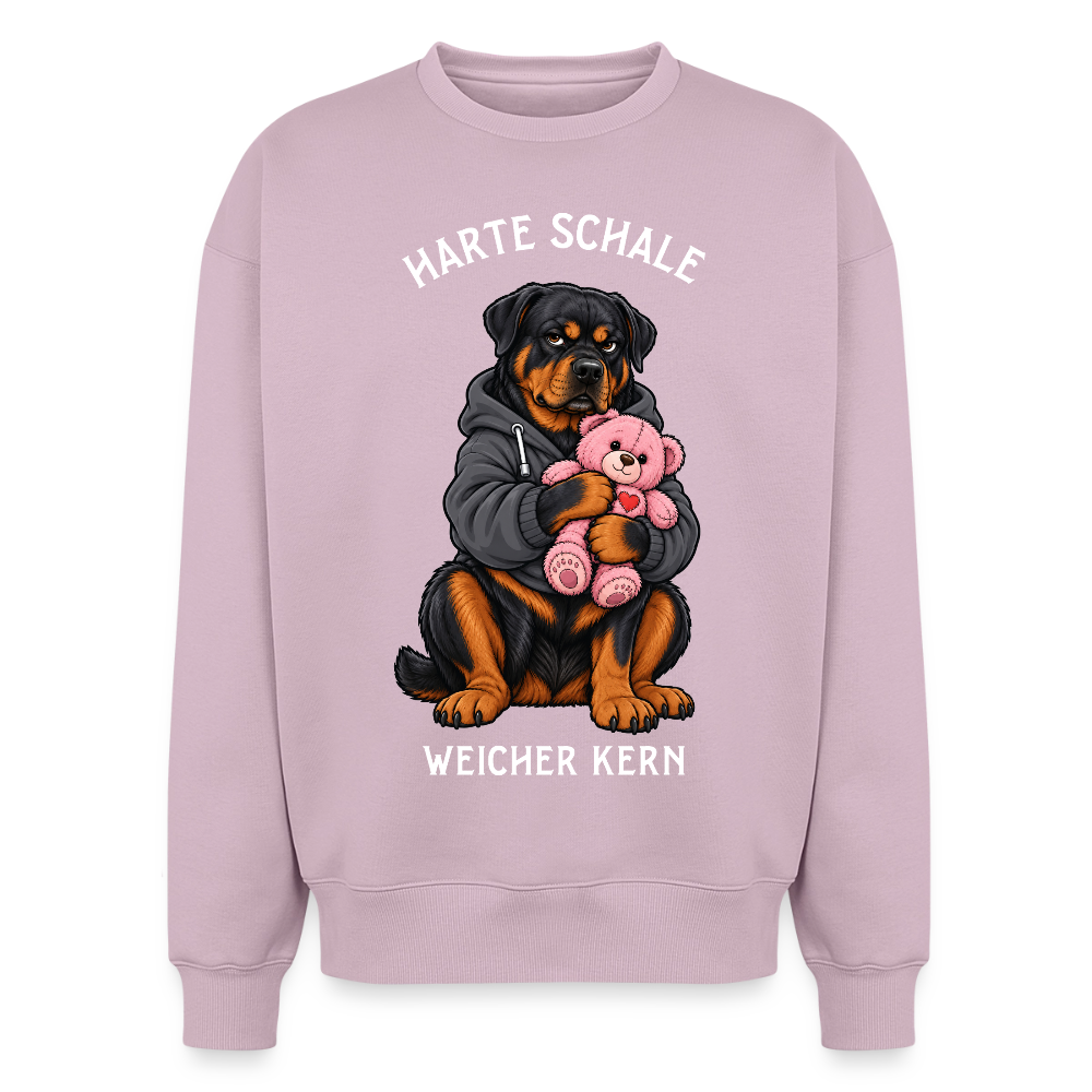 Rottweiler Sweater in Altrosa – lustiger Cartoon-Hund mit Spruch „Harte Schale“ auf der Rückseite | Geschenk für Hundeliebhaber von Pfotenart