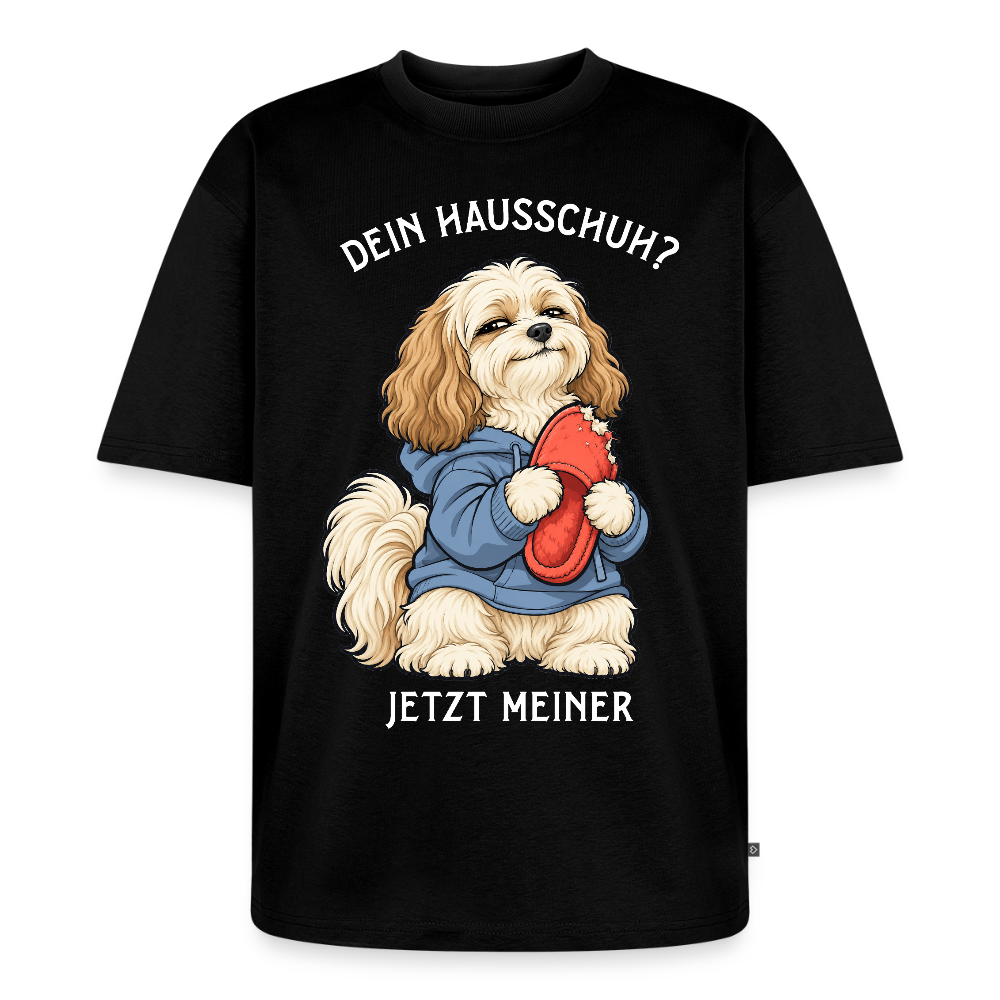 Havaneser T-Shirt in Schwarz – lustiger Cartoon-Hund mit Spruch „Dein Hausschuh?“ | Geschenk für Hundeliebhaber von Pfotenart