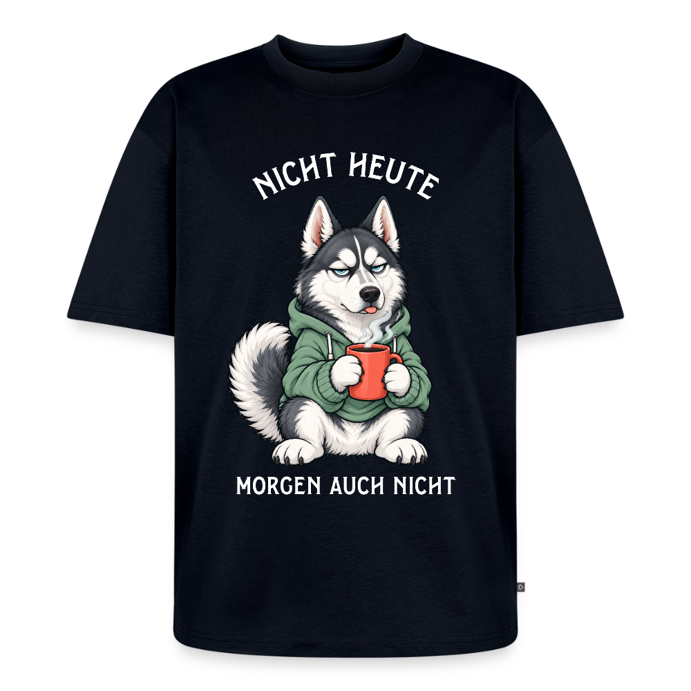 Husky T-Shirt in Navy – lustiger Cartoon-Hund mit Spruch „Nicht heute“ | Geschenk für Hundeliebhaber von Pfotenart