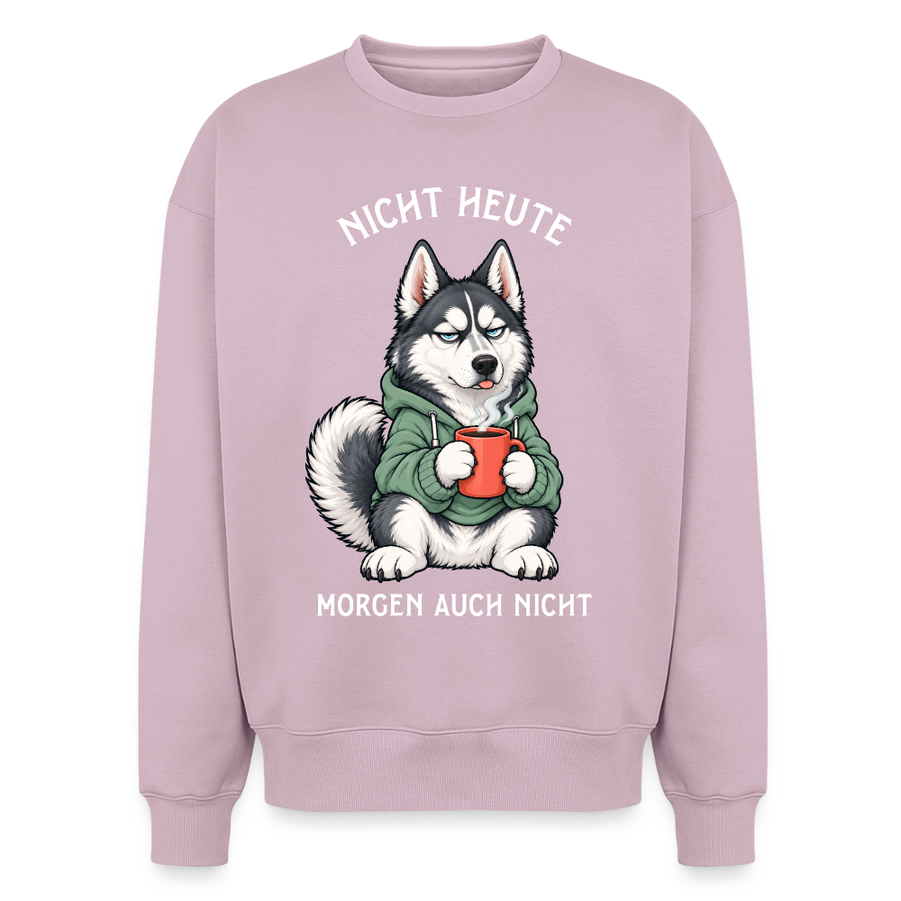 Husky Sweater in Altrosa – lustiger Cartoon-Hund mit Spruch „Nicht Heute“ auf der Rückseite | Geschenk für Hundeliebhaber von Pfotenart
