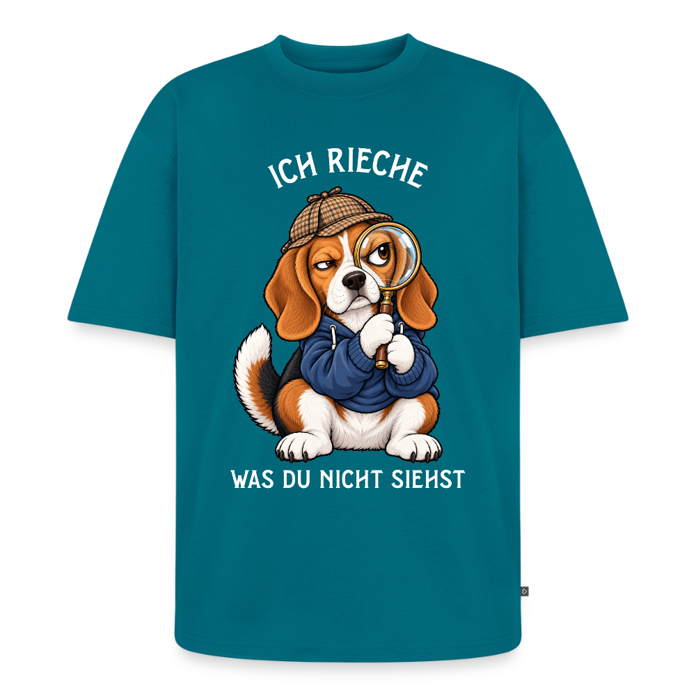 Beagle T-Shirt in Petrol – lustiger Cartoon-Hund mit Spruch „Ich rieche“ | Geschenk für Hundeliebhaber von Pfotenart