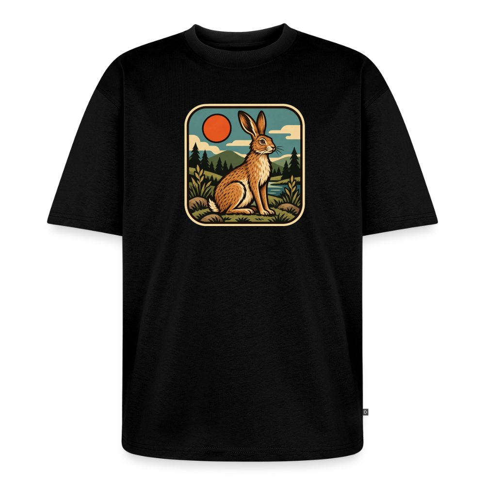 Waldwappen Hase Premium Oversized Bio T-Shirt - Schwarz