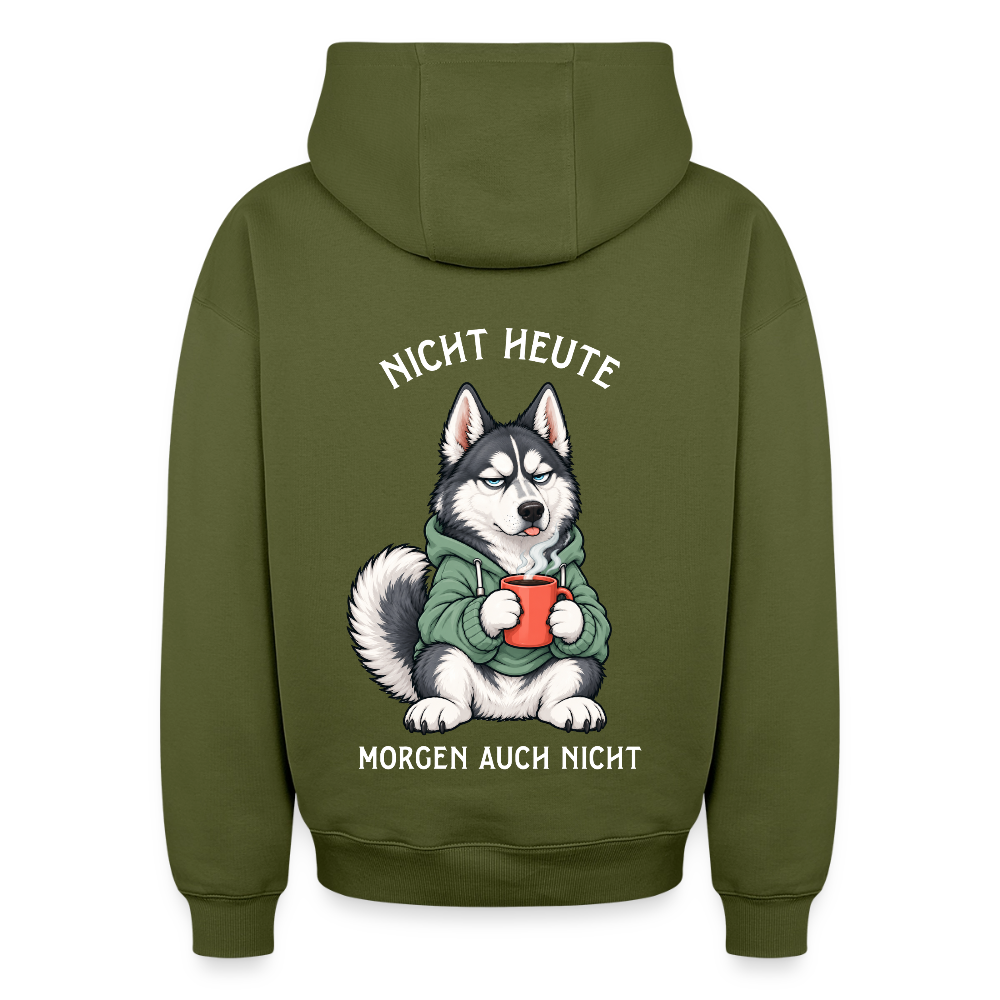 Nicht Heute Oversized Heavyweight Hoodie - Khaki