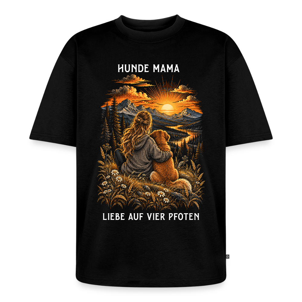 Hunde Mama T-Shirt in Schwarz – Spezial Edition „Liebe auf vier Pfoten“ | Geschenk für Hundeliebhaber von Pfotenart