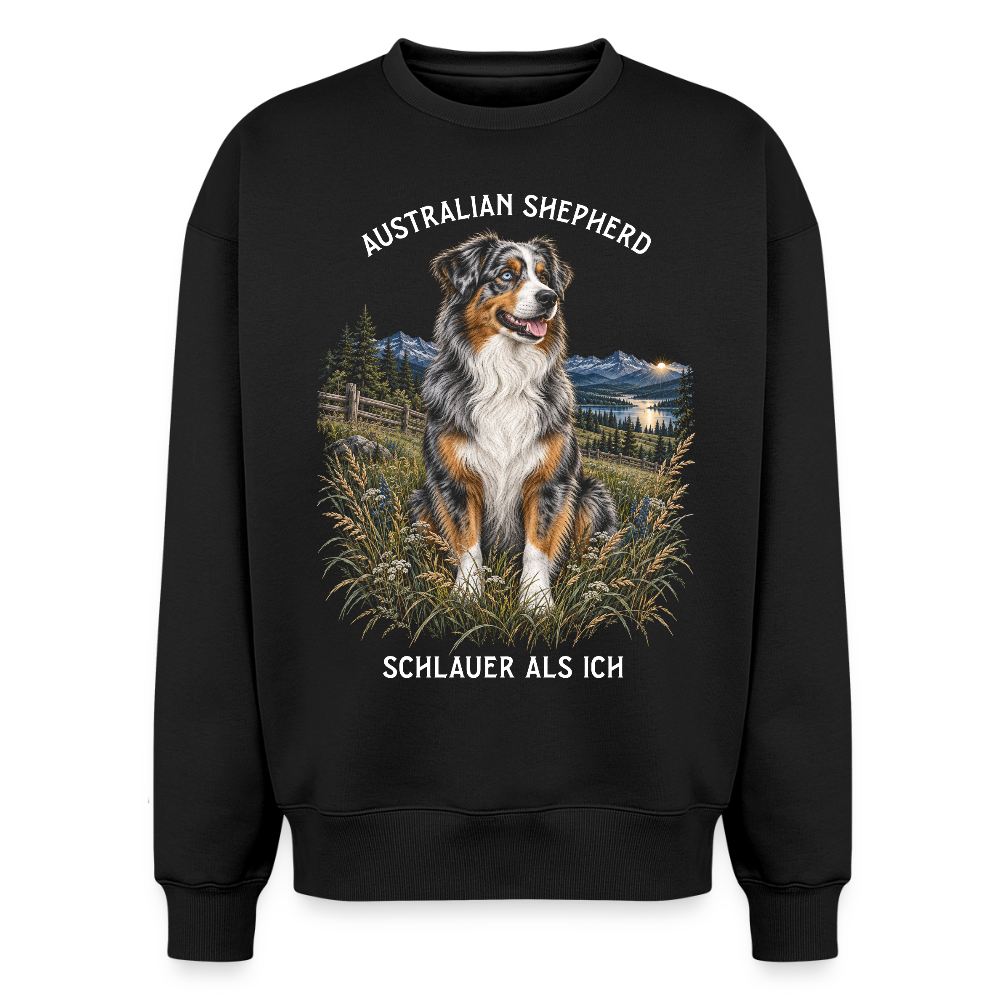 Australian Shepherd Sweater in Schwarz – handgezeichnetes Australian Shepherd-Motiv | Geschenk für Hundeliebhaber von Pfotenart