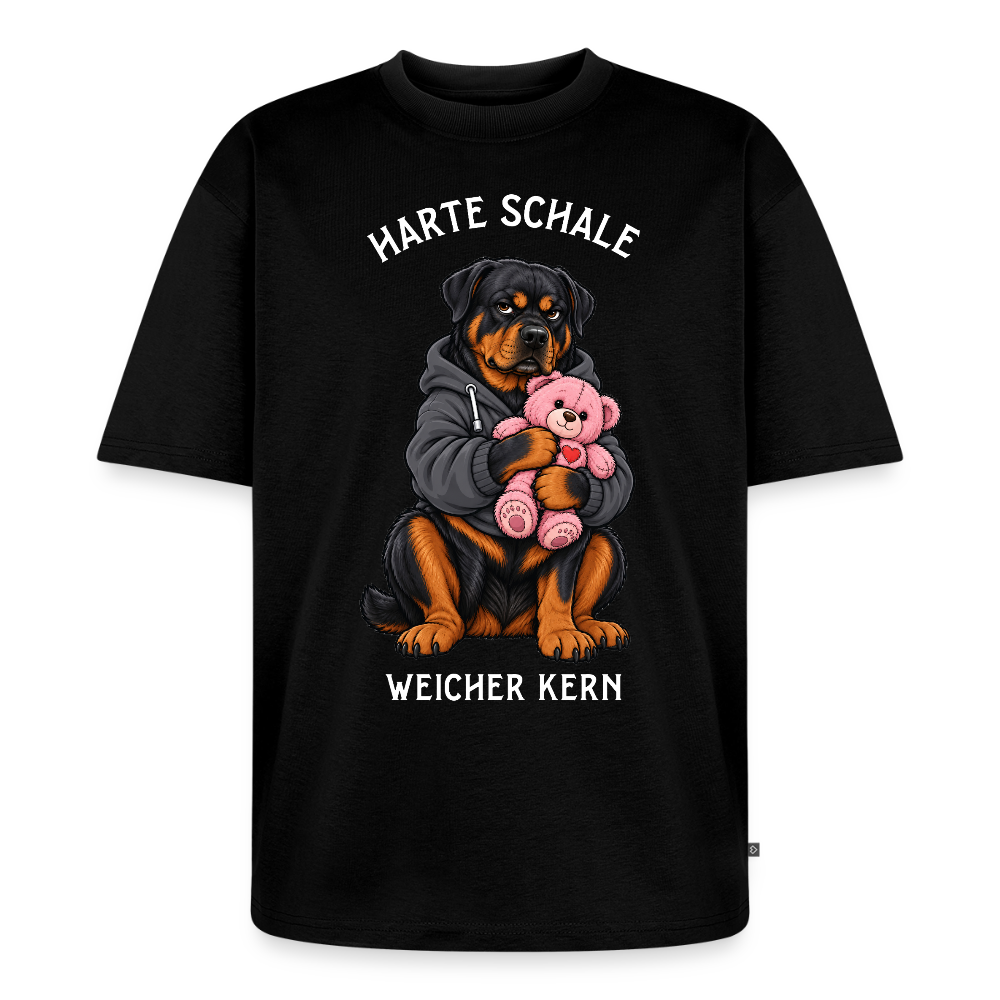 Rottweiler T-Shirt in Schwarz – lustiger Cartoon-Hund mit Spruch „Harte Schale“ | Geschenk für Hundeliebhaber von Pfotenart