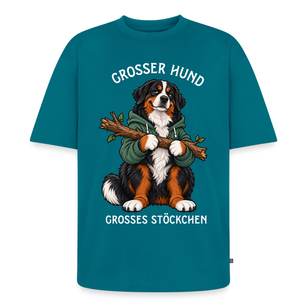Berner Sennenhund T-Shirt in Petrol – lustiger Cartoon-Hund mit Spruch „Grosser Hund“ | Geschenk für Hundeliebhaber von Pfotenart