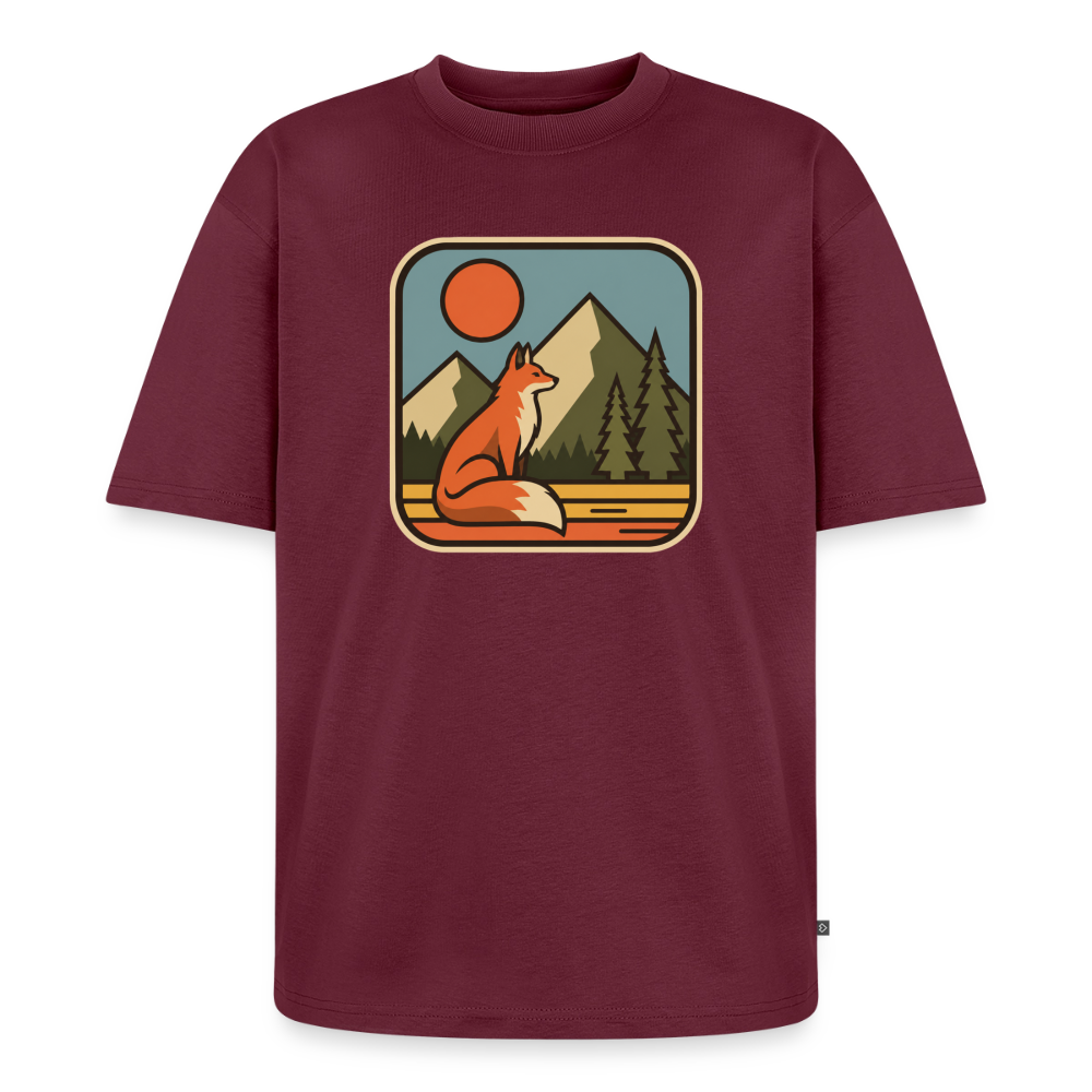 Waldwappen Fuchs Premium Oversized Bio T-Shirt - Burgunderrot