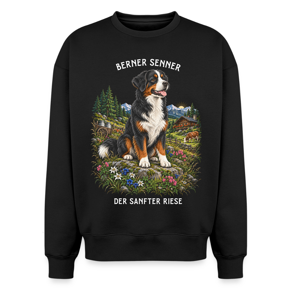Berner Sennenhund Sweater in Schwarz – handgezeichnetes Berner Sennenhund-Motiv | Geschenk für Hundeliebhaber von Pfotenart
