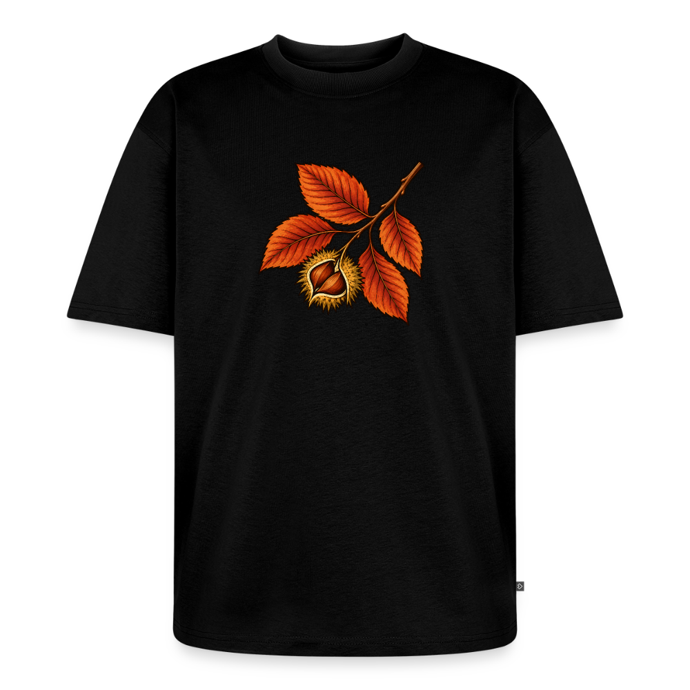 Buchenzweig Premium Oversized Bio T-Shirt - Schwarz