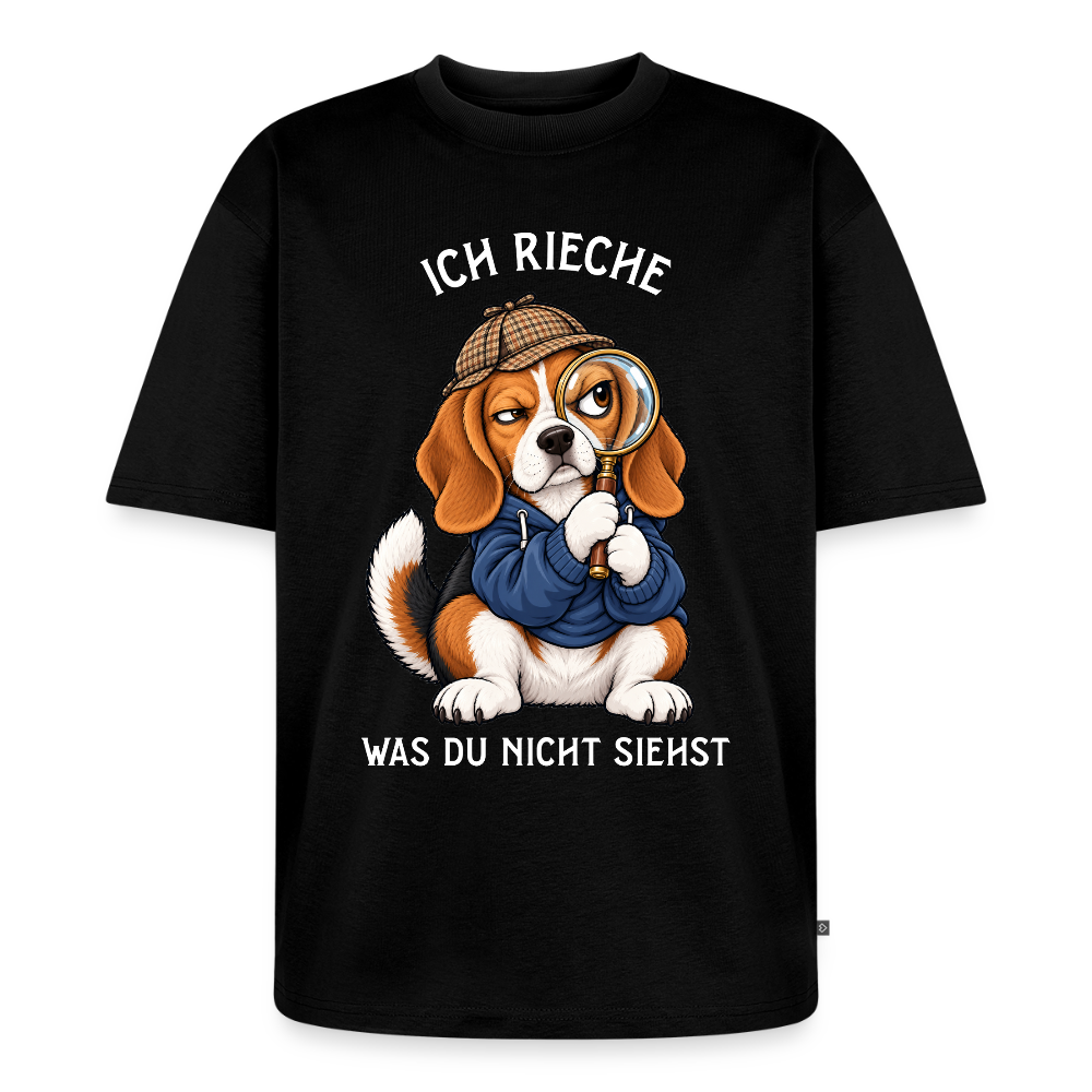 Beagle T-Shirt in Schwarz – lustiger Cartoon-Hund mit Spruch „Ich rieche“ | Geschenk für Hundeliebhaber von Pfotenart