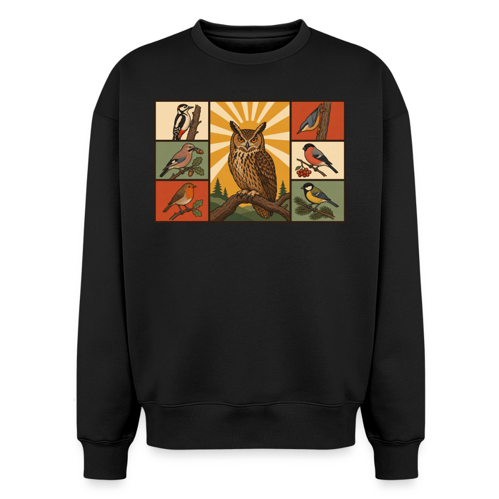 Wald Eule Oversized Heavyweight Sweater - Schwarz