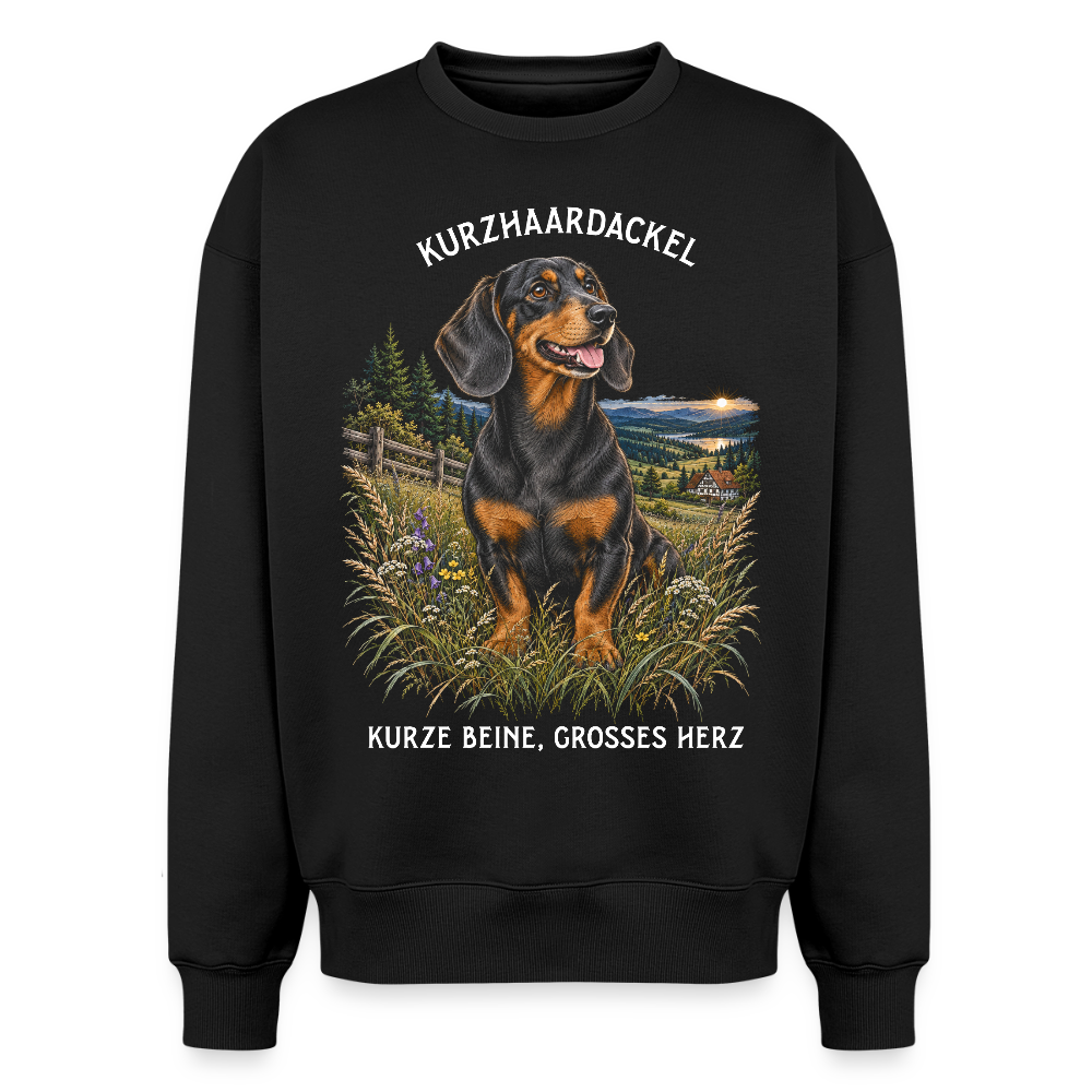 Kurzhaardackel Sweater in Schwarz – handgezeichnetes Kurzhaardackel-Motiv | Geschenk für Hundeliebhaber von Pfotenart