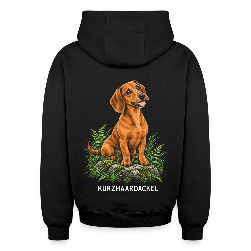 Kurzhaardackel Oversized Heavyweight Hoodie - Schwarz