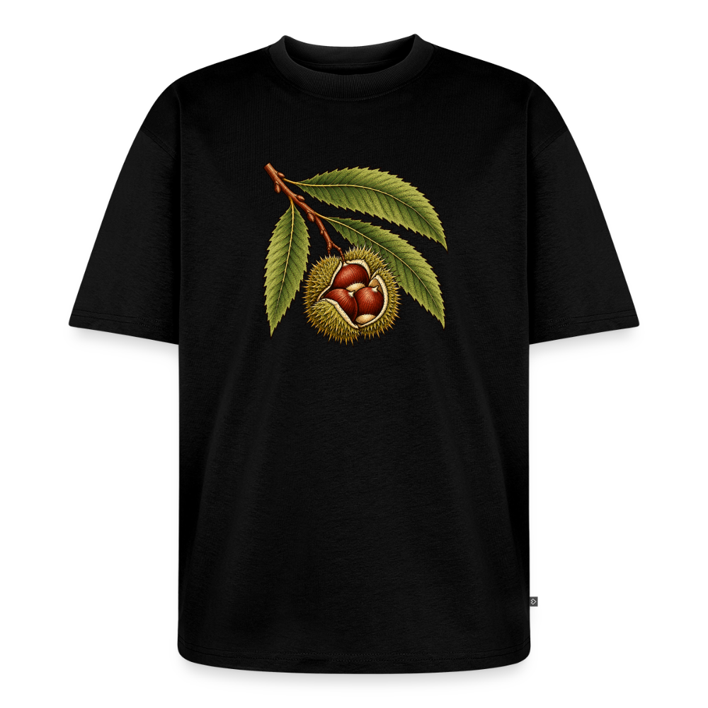 Esskastanie Premium Oversized Bio T-Shirt - Schwarz