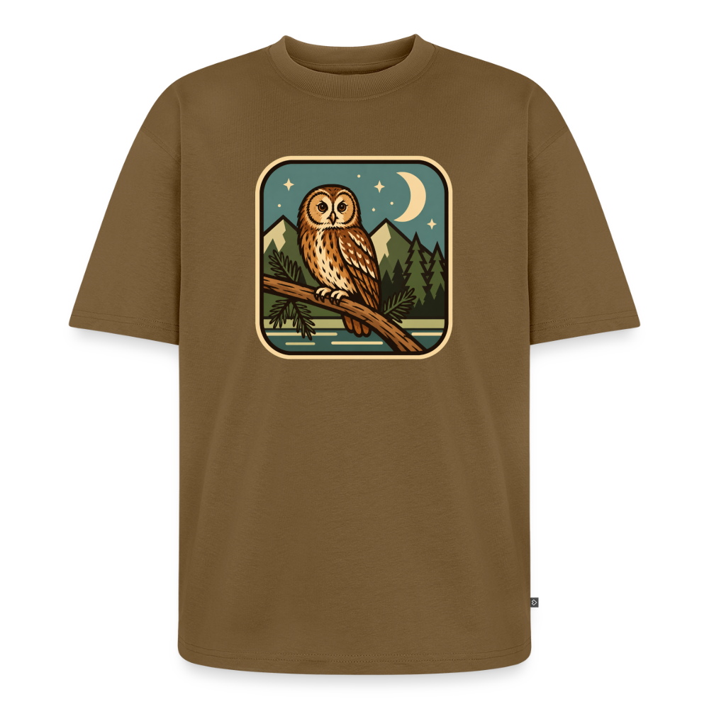 Waldwappen Eule Premium Oversized Bio T-Shirt - Nussbraun