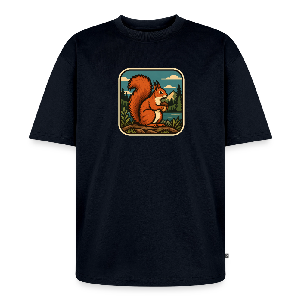 Waldwappen Eichhörnchen Premium Oversized Bio T-Shirt - Navy