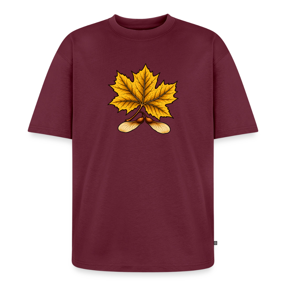 Ahornblatt Premium Oversized Bio T-Shirt - Burgunderrot