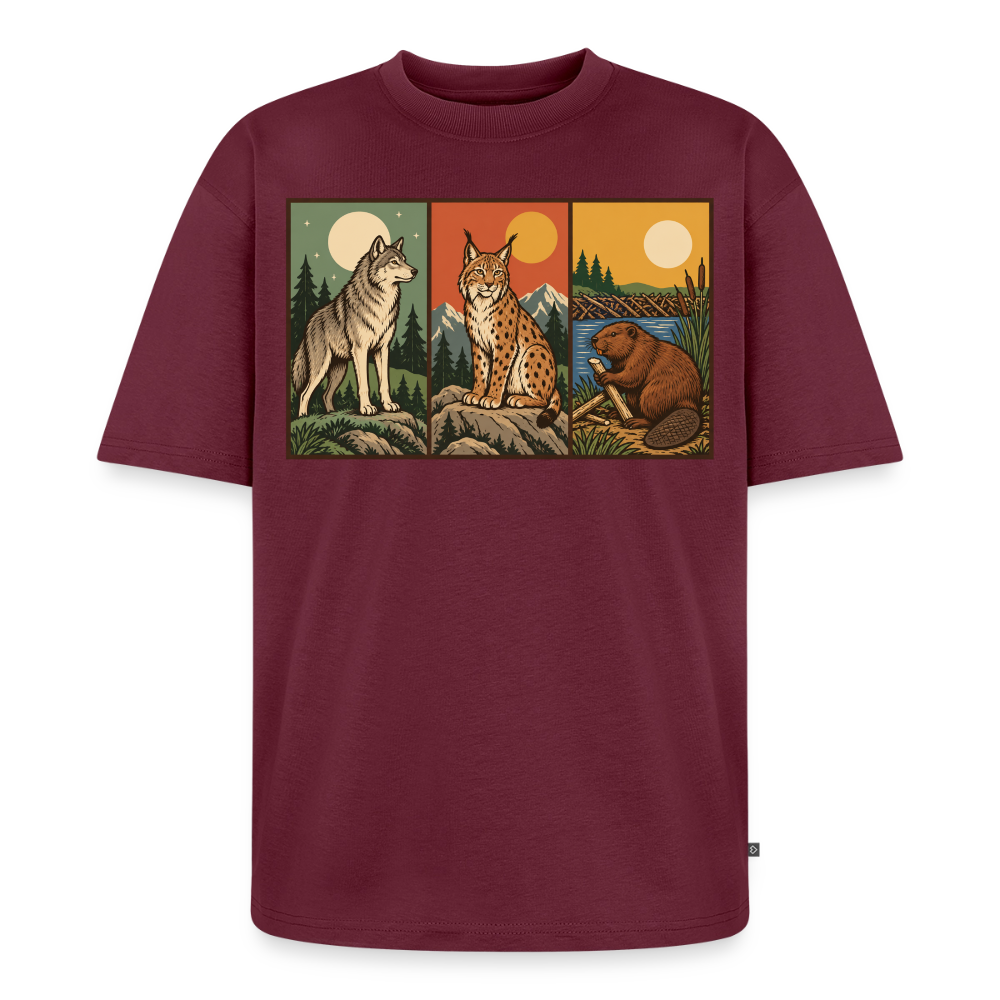 Die Rückkehrer Premium Oversized Bio T-Shirt - Burgunderrot