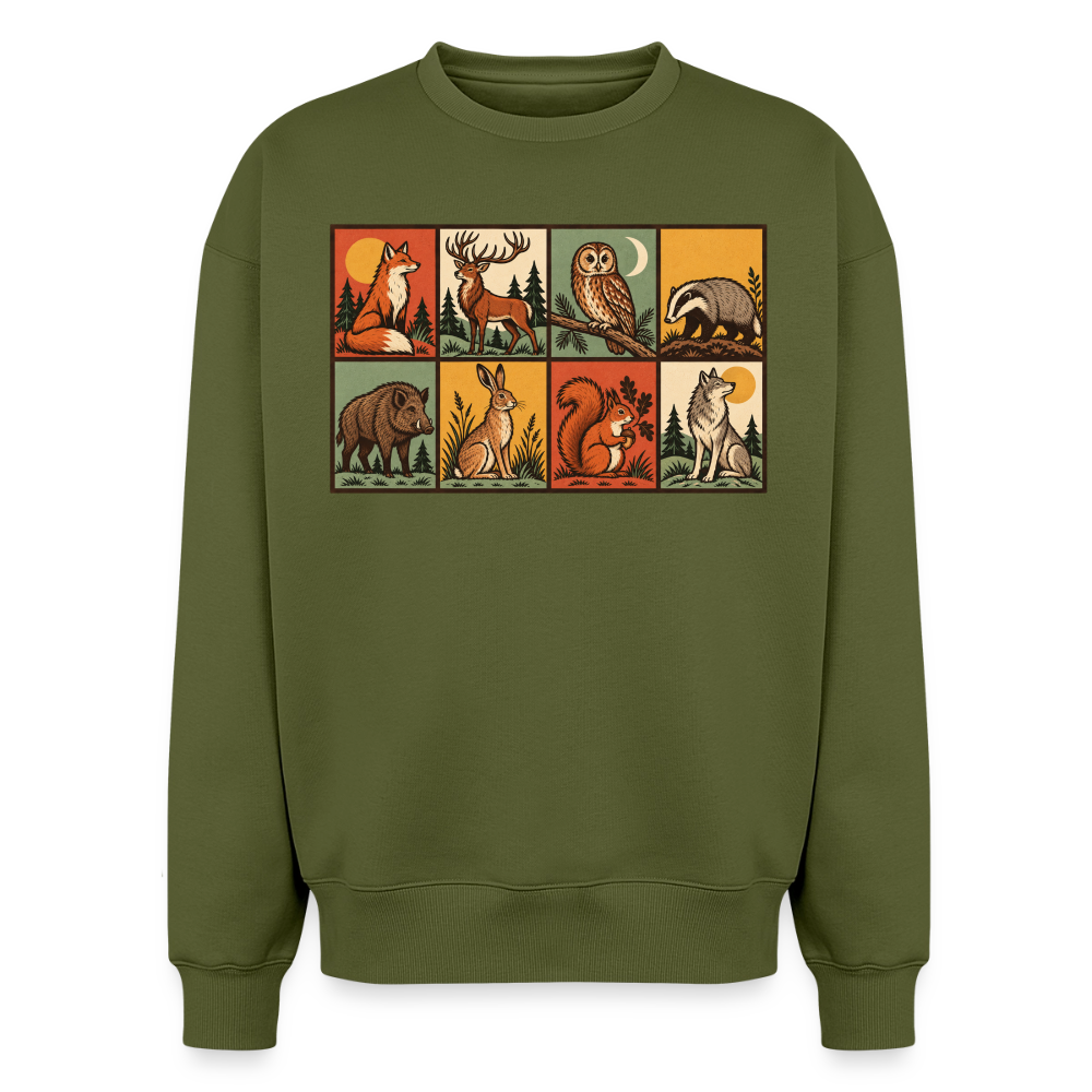 Wald Tiere Oversized Heavyweight Sweater - Khaki