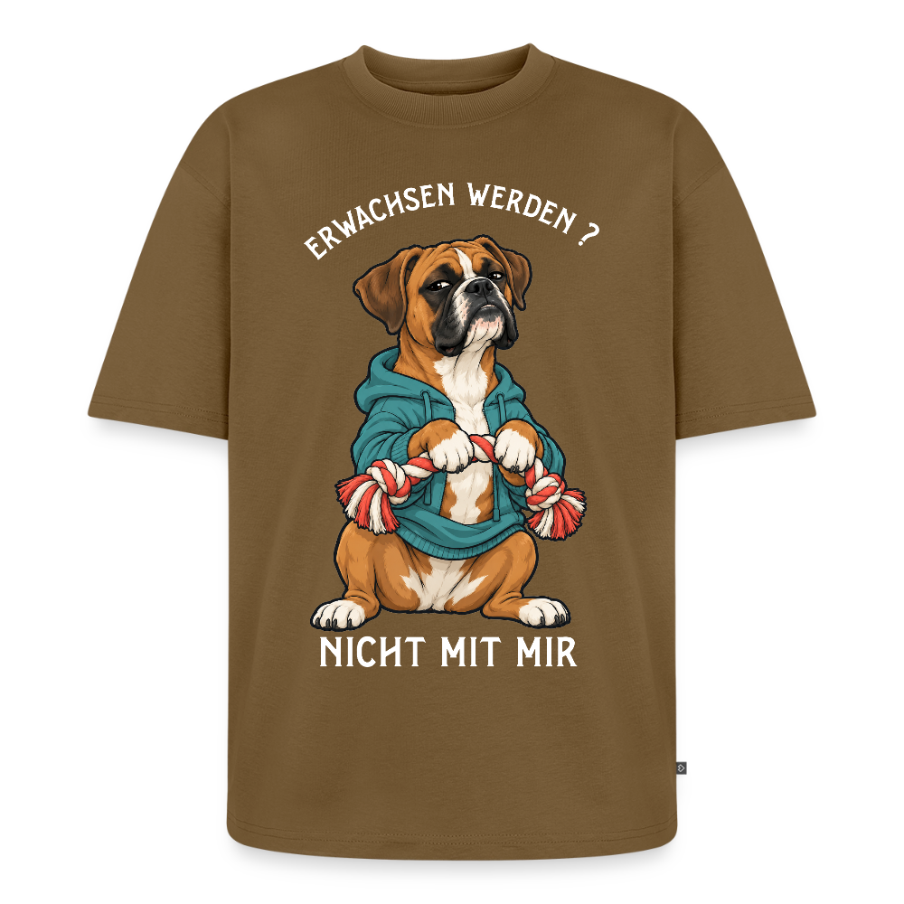 Boxer T-Shirt in Nussbraun – lustiger Cartoon-Hund mit Spruch „Nicht mit mir“ | Geschenk für Hundeliebhaber von Pfotenart