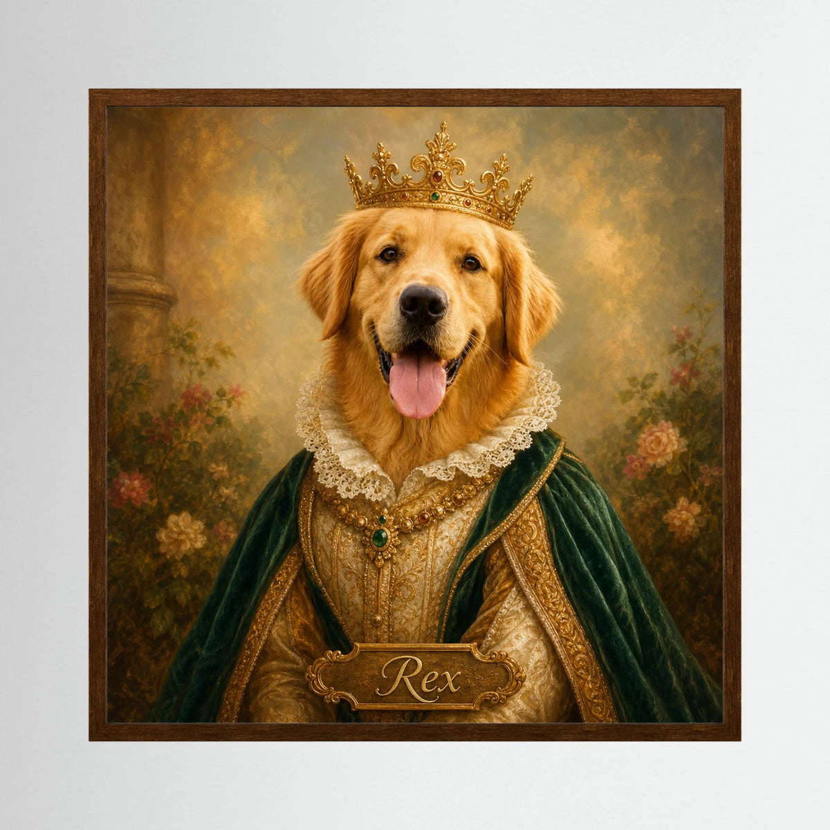Hundeportrait Poster im Rahmen Eiche dunkel