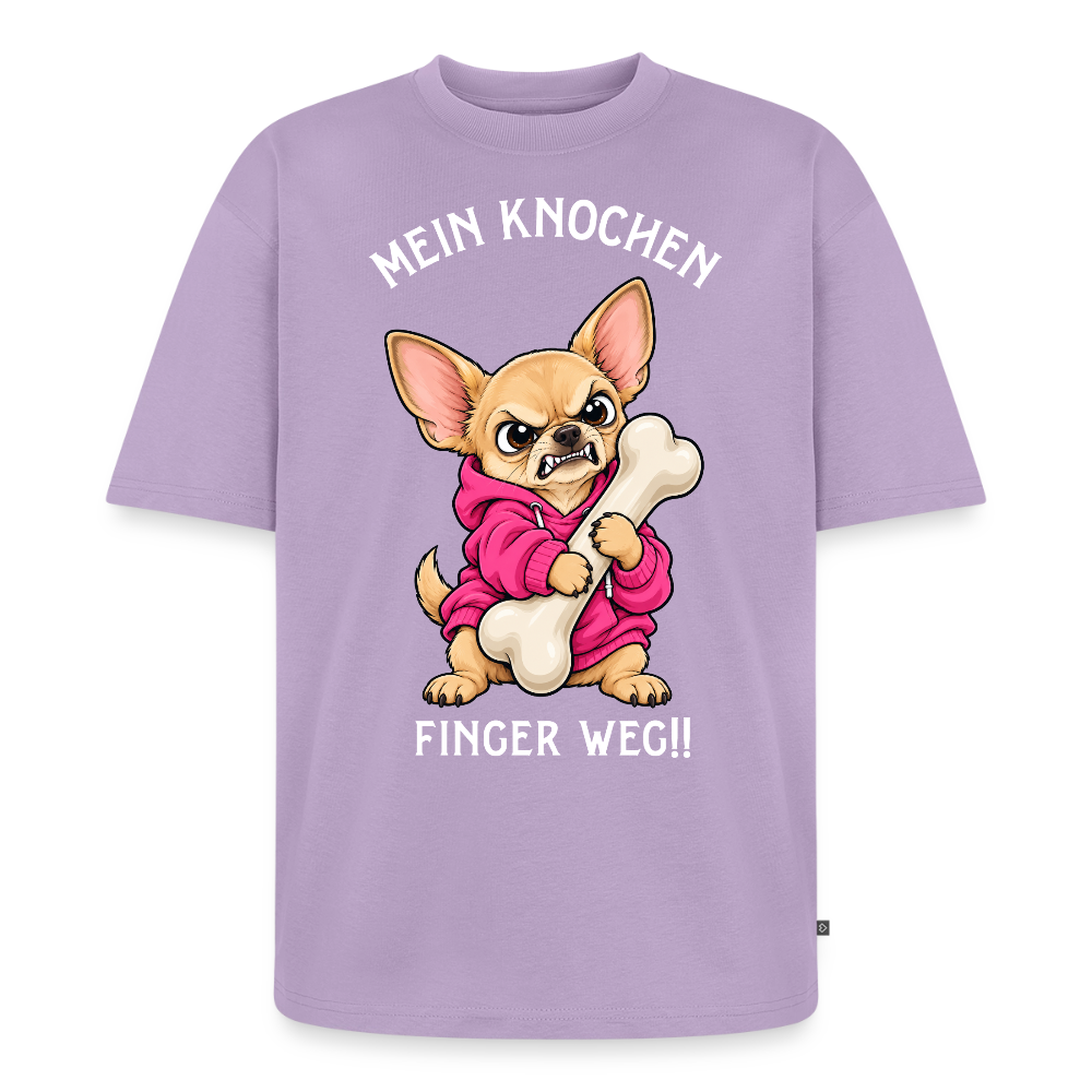 Chihuahua T-Shirt in Lavendel – lustiger Cartoon-Hund mit Spruch „Mein Knochen“ | Geschenk für Hundeliebhaber von Pfotenart