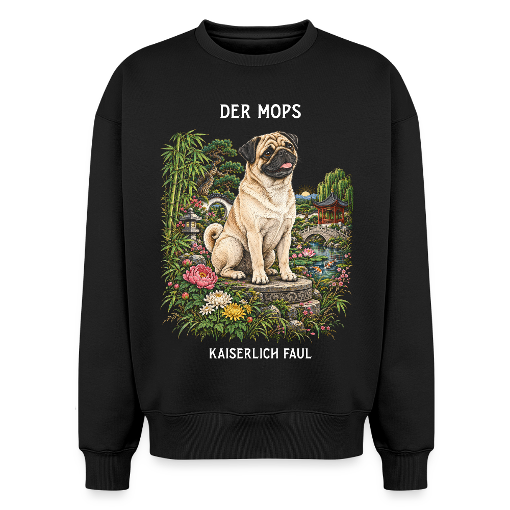 Mops Sweater in Schwarz – handgezeichnetes Mops-Motiv | Geschenk für Hundeliebhaber von Pfotenart