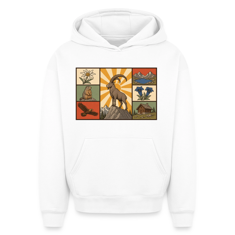 Berg Tiere Oversized Heavyweight Hoodie - Weiß