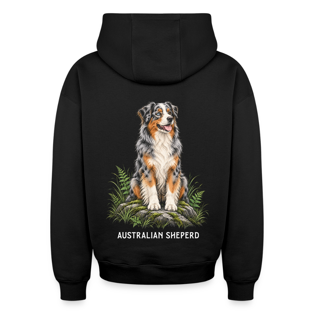 Australian Sheperd  Oversized Heavyweight Hoodie - Schwarz