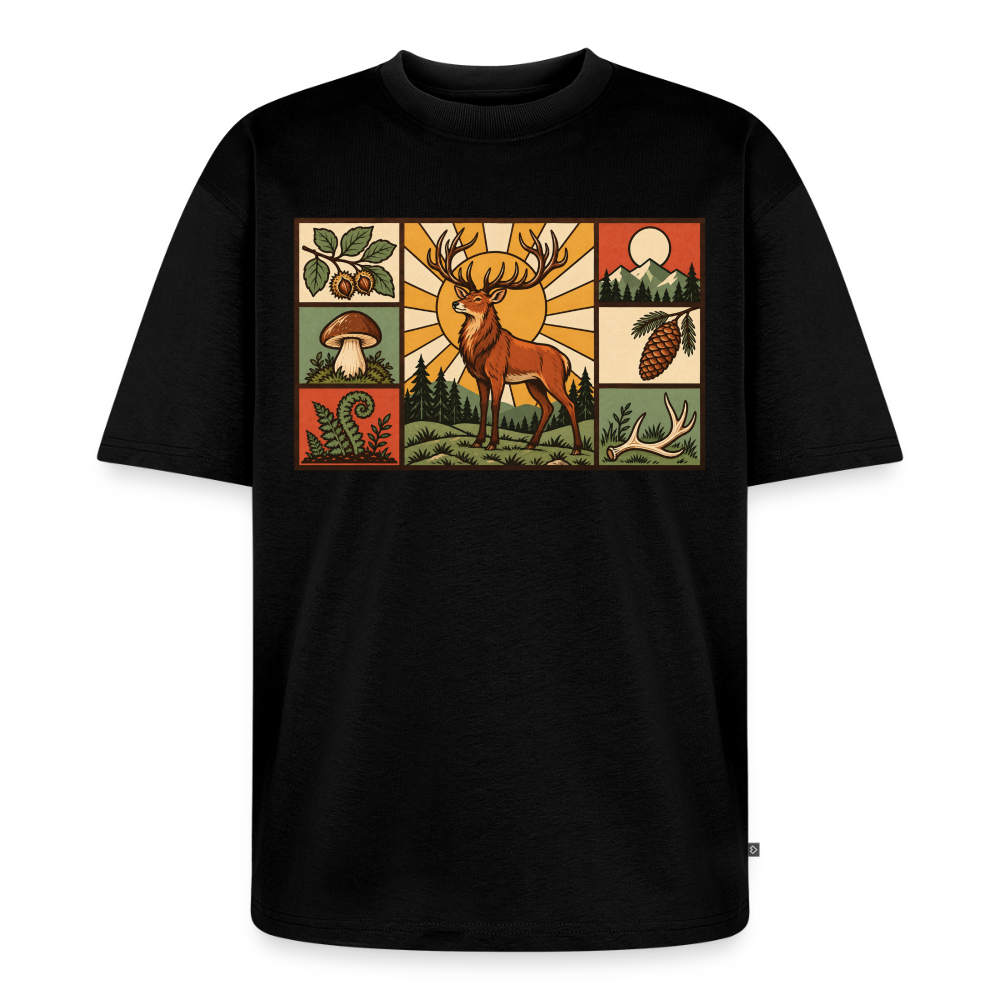Wald Hirsch Premium Oversized Bio T-Shirt - Schwarz