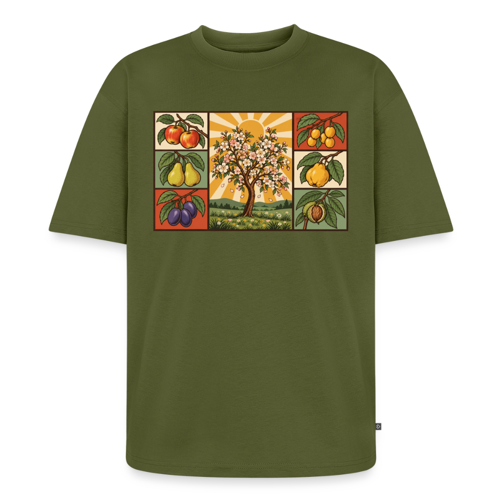 Obstbäume der Natur Premium Oversized Bio T-Shirt - Khaki