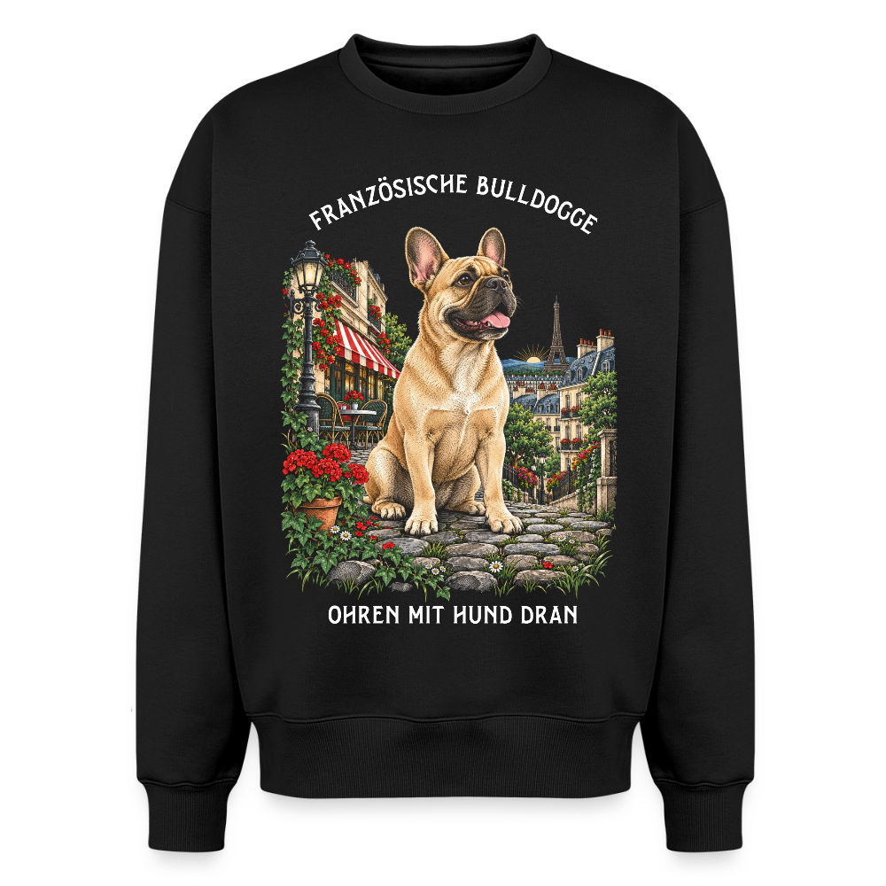 Französische Bulldogge Sweater in Schwarz – handgezeichnetes Französische Bulldogge-Motiv | Geschenk für Hundeliebhaber von Pfotenart
